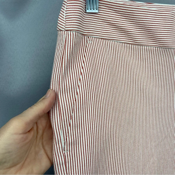 NWT Loft Red White Striped Cropped Wide Leg Flat Front Pants Size 0 Nautical - Picture 2 of 7